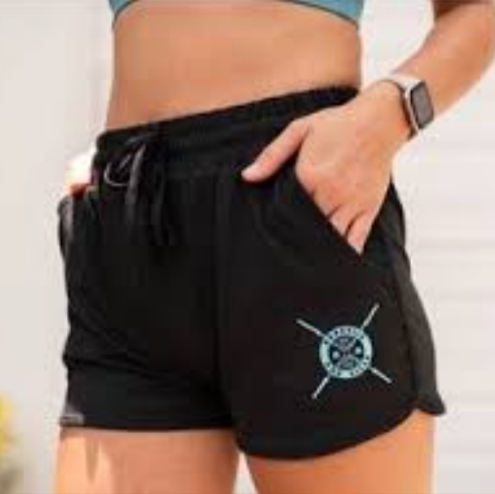 Women's Black Athletic Shorts with Logo